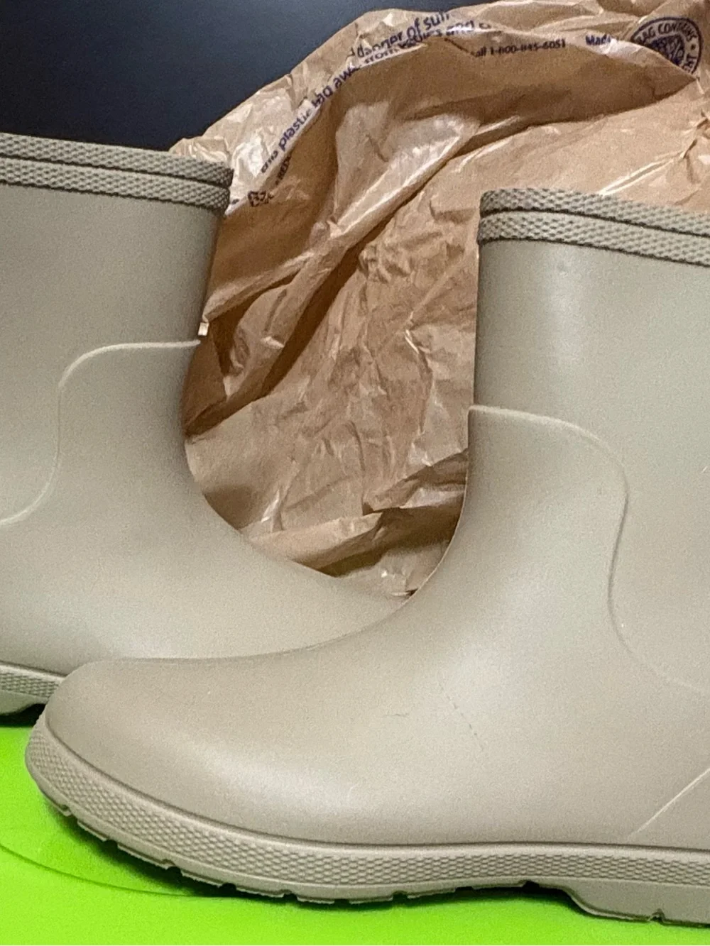 Kids Waterproof Rain Boots - Taupe looking it up it’s a size 4